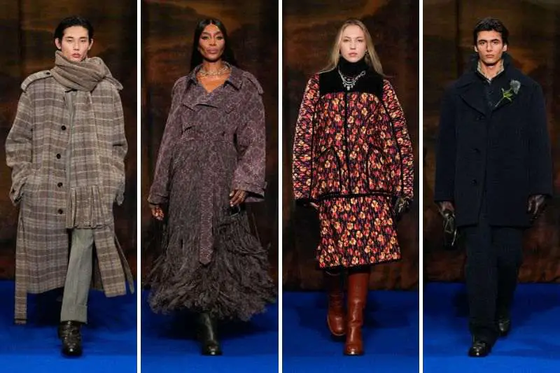 modelli sfilata Burberry FW25 Naomi Campbell Giorgia May Jagger